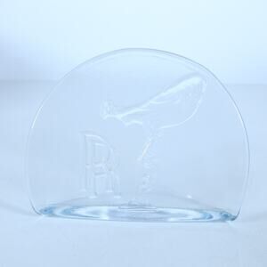 Vintage Blenko Clear Glass Handmade Rolls Royce Spirit Of Ecstasy Desk Plaque
